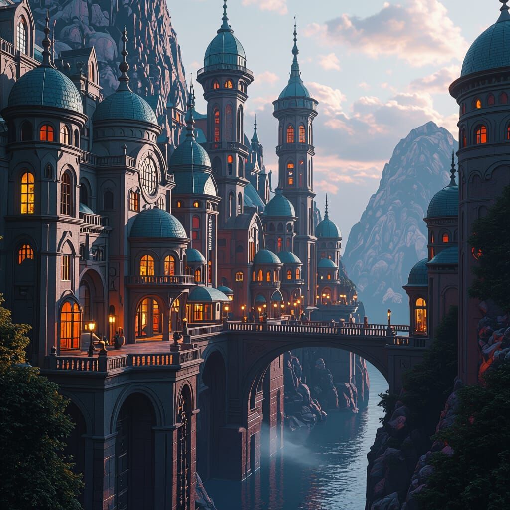 Fantastical Cityscape in Detailed Matte Painting