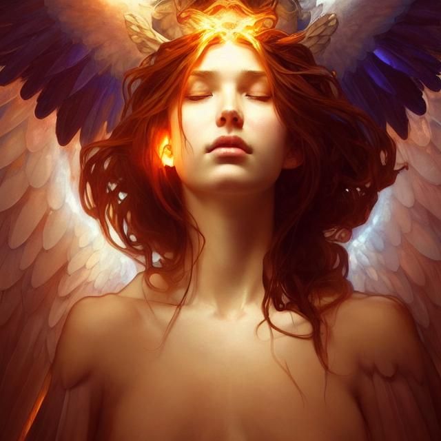 Angel of Life: Hyperdetailed Portrait in Art Nouveau Style