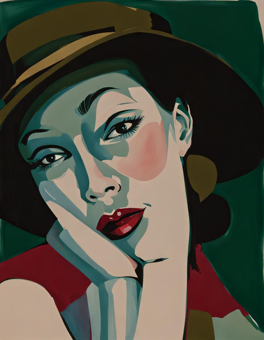 Elegant Woman in Hat, Classic Portrait