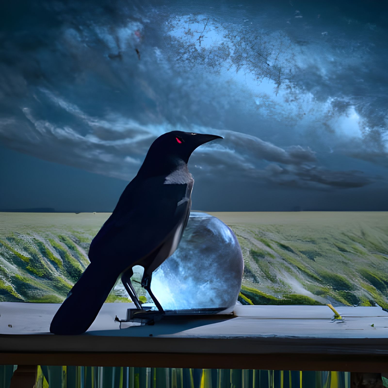 Crystal Ball Reflecting Starry Night Sky