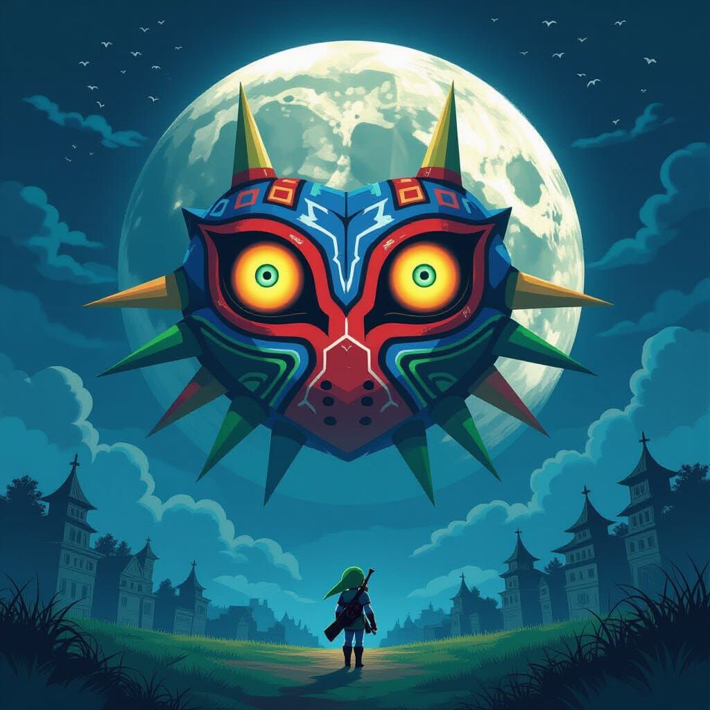 Majora's Mask Moon in Gothic Mystical Style