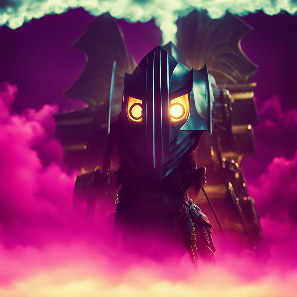 Mystical Warrior in Lightning Storm: Cinematic Film Still