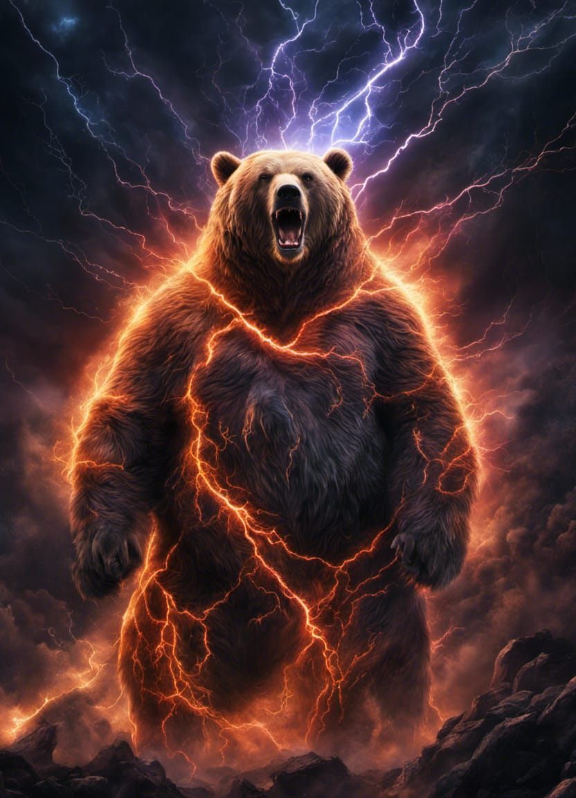 Bear God of Cobalt Lightning Galaxy Portrait