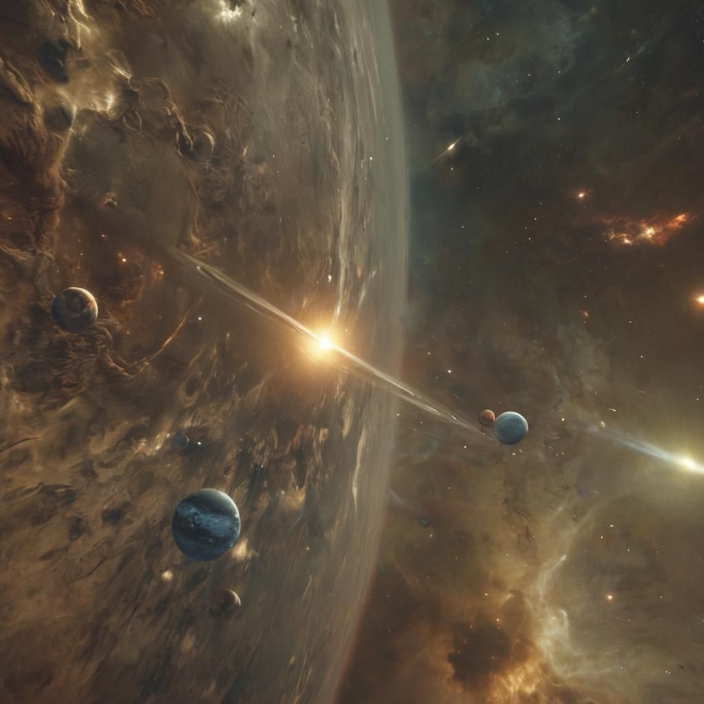 Dramatic Solar System in Space: Cinematic Film Still