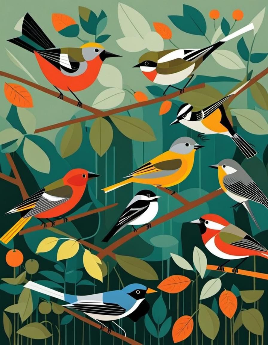 Charley Harper Inspired Nature Composition