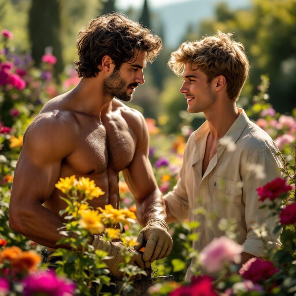 Chiseled Italian Gardener Captivates Handsome Stranger in Vi...