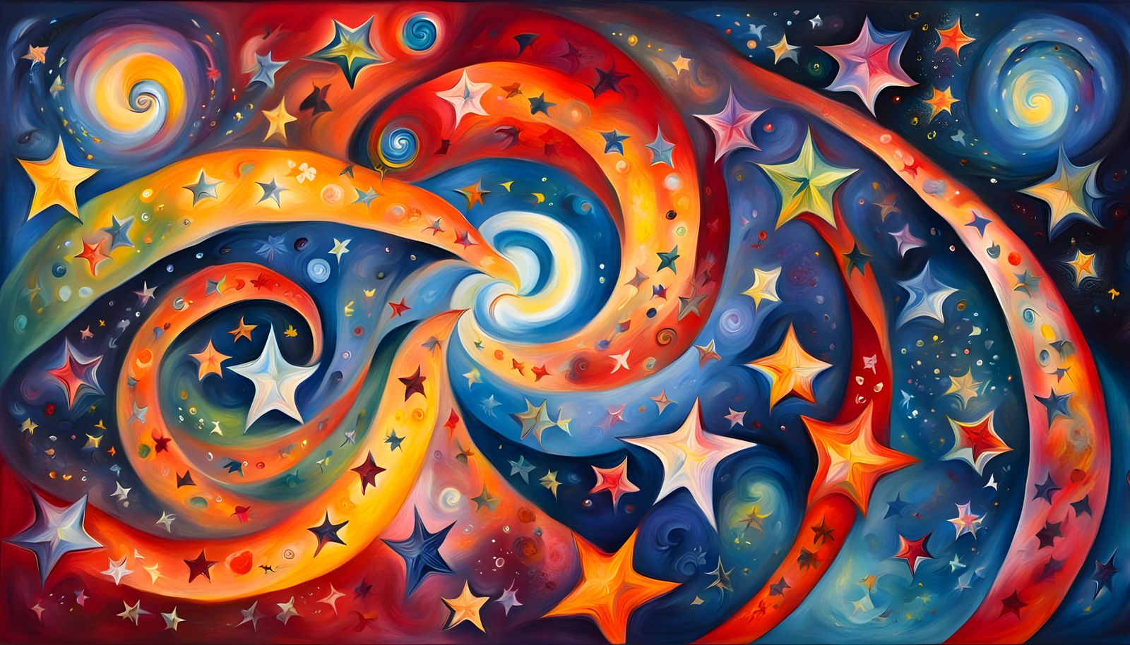 Dreamy Cosmic Vortex in Vibrant Oil Paint Style