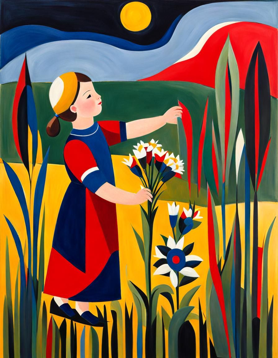 A Child Picking Flowers