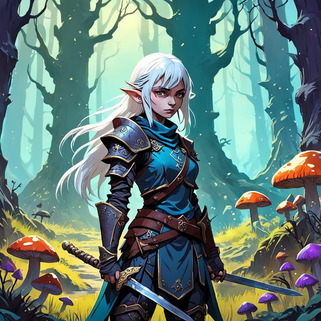 Ethereal Sword Bard in Dark Fantasy Realism Style