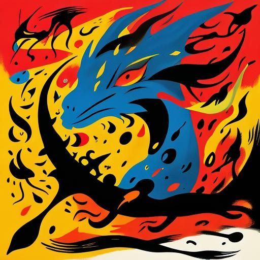 Fiery Dragon in Abstract Surrealist Style