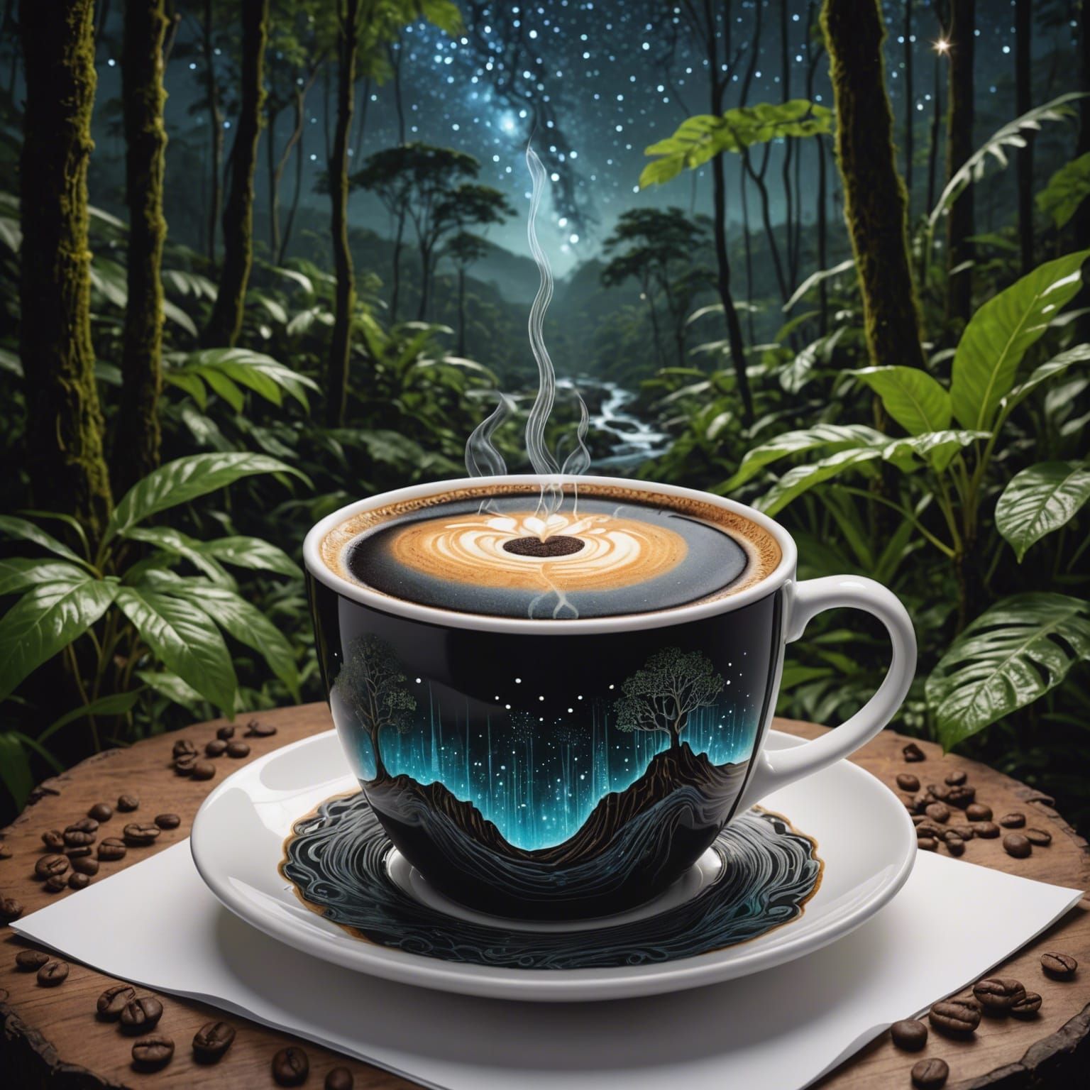 Enchanted Rainforest Formed From Coffee Streams