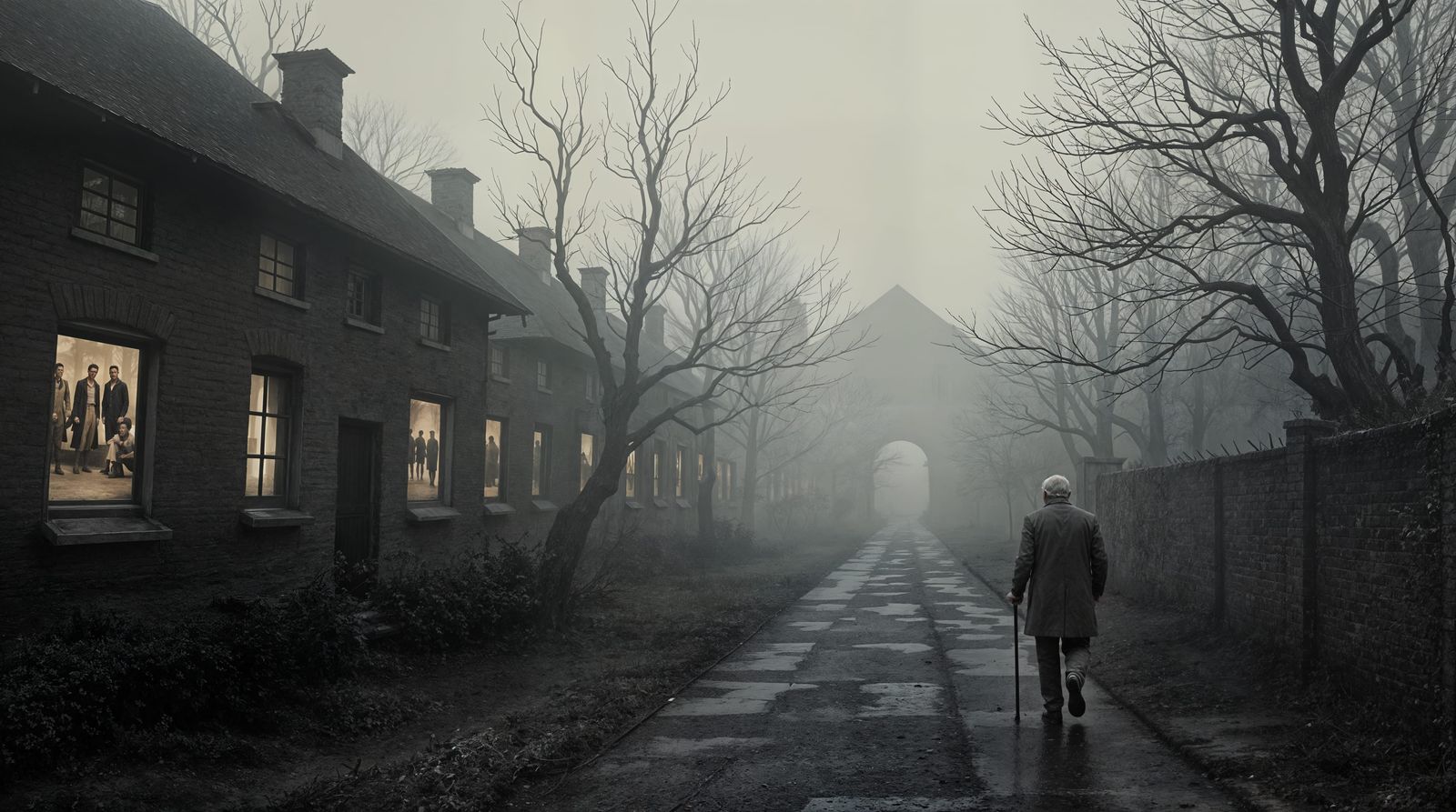 A Somber Pathway to Remembrance in a Historical Setting
