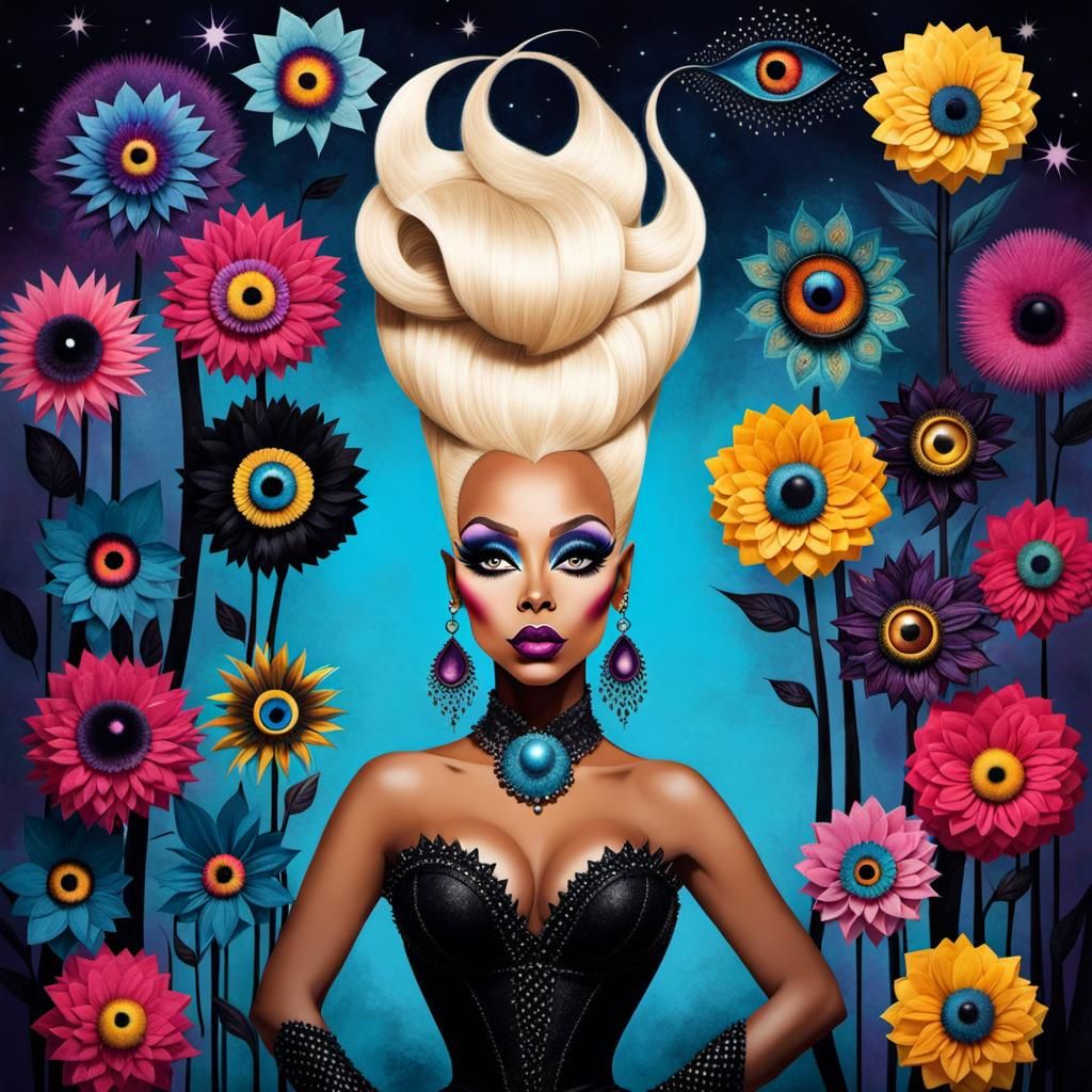 Surreal Drag Queen Portrait in Dark Fantasy Style