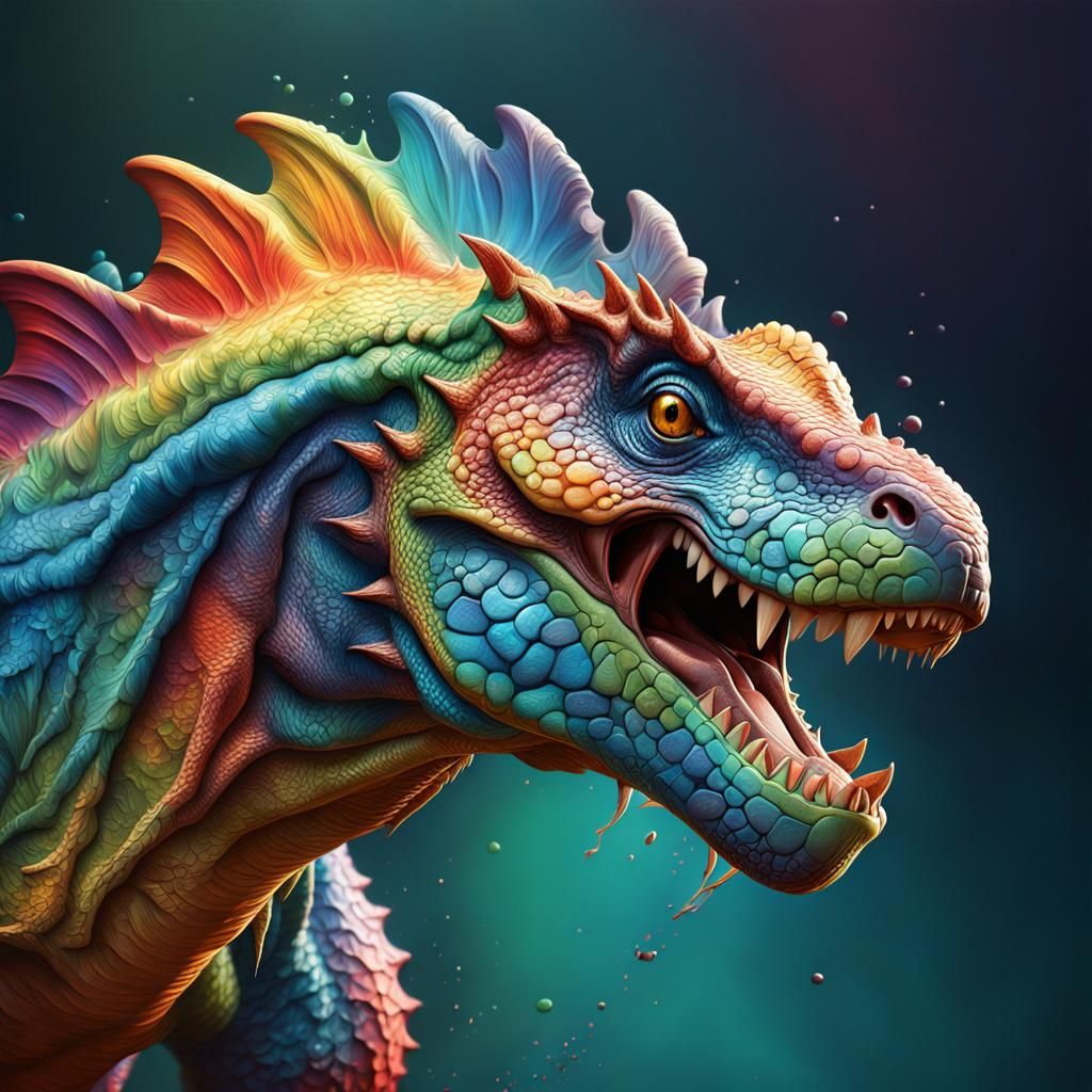 Hyperrealistic Dinosaur Splash Art Concept