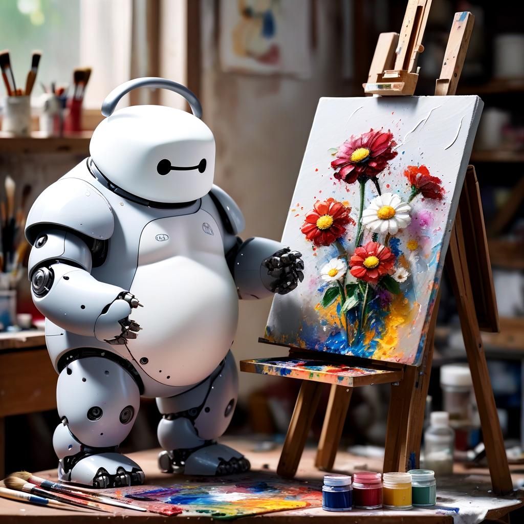 Robot making impasto painting