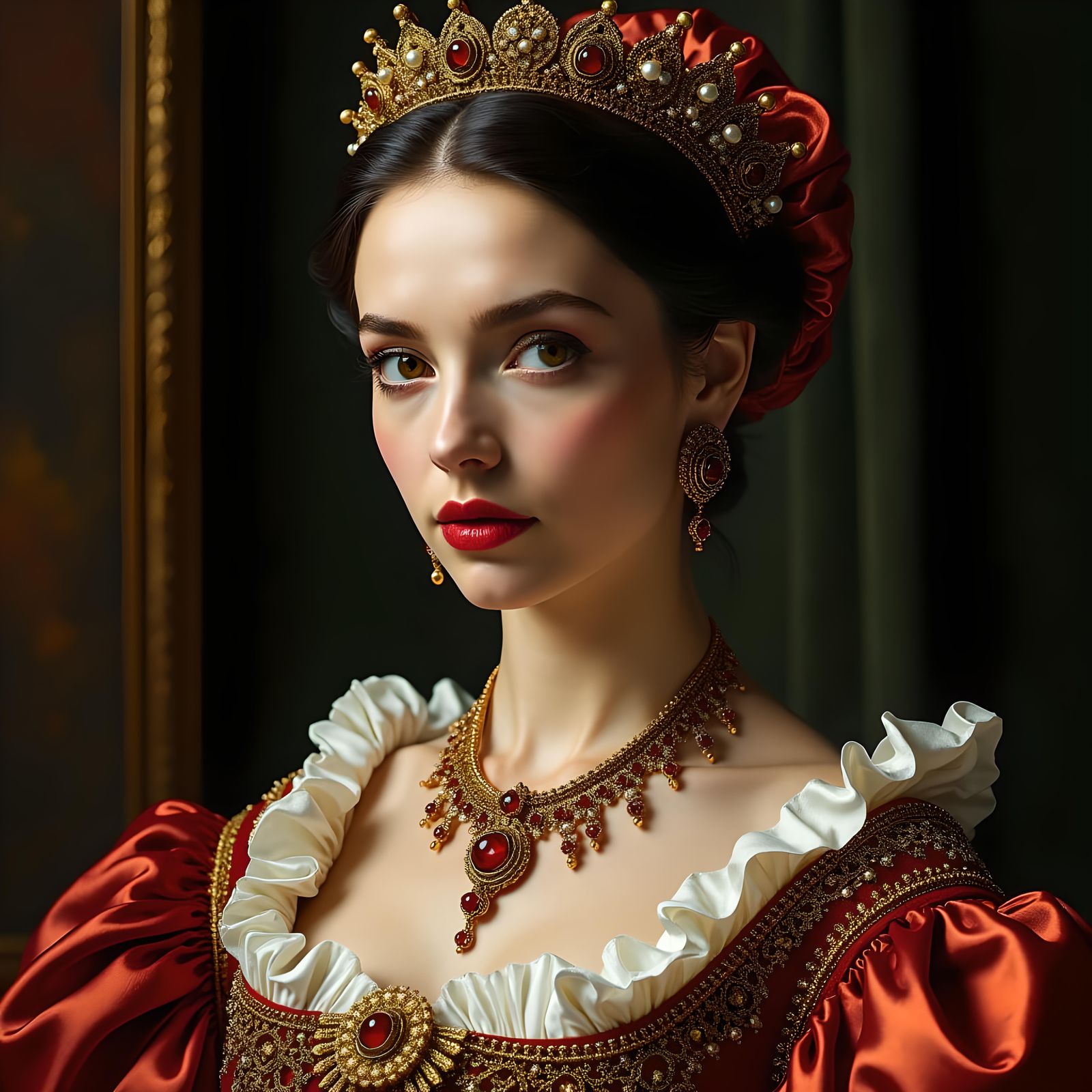 Renaissance Noblewoman Portrait: Detailed Digital Painting