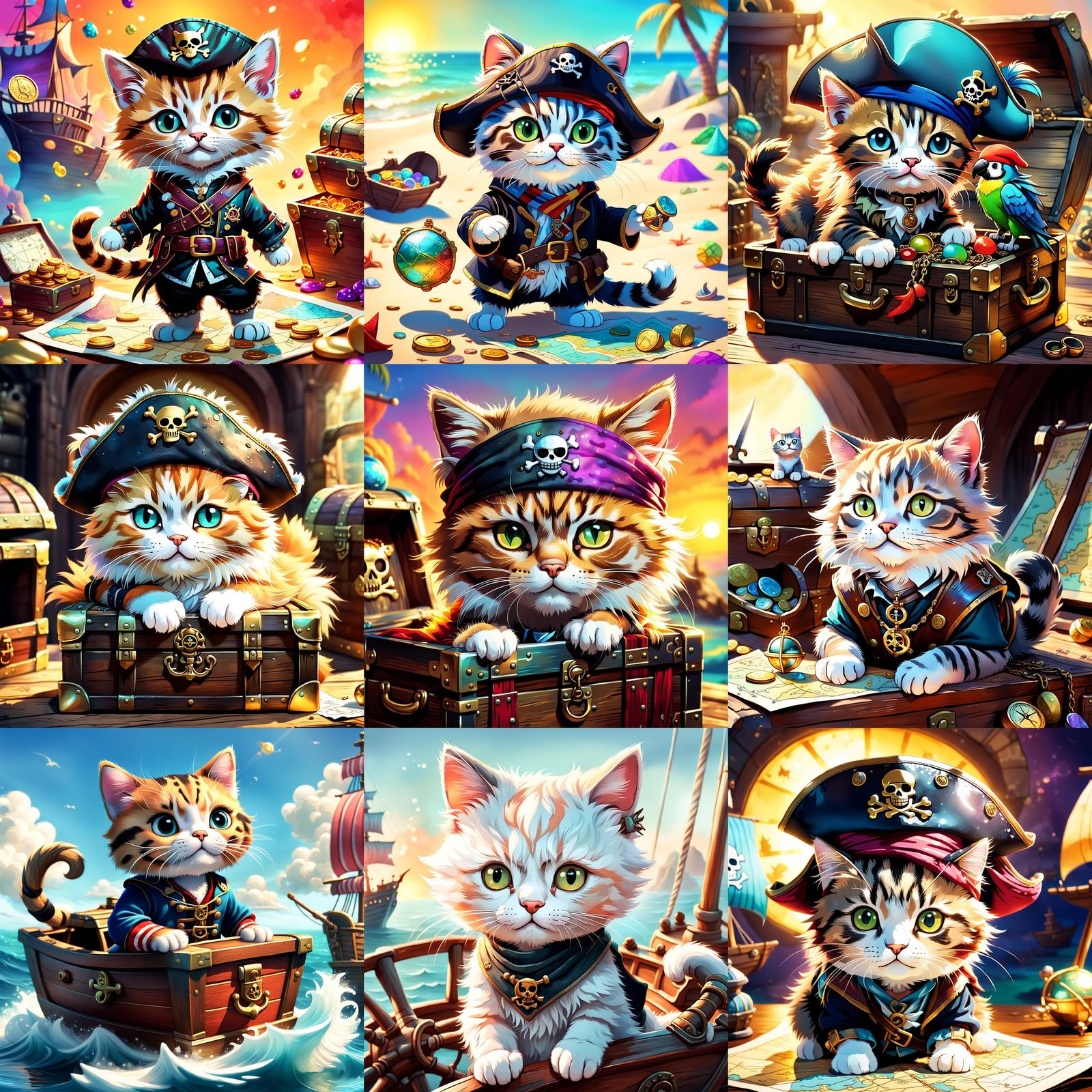 Cute Kitty Pirate Emojis