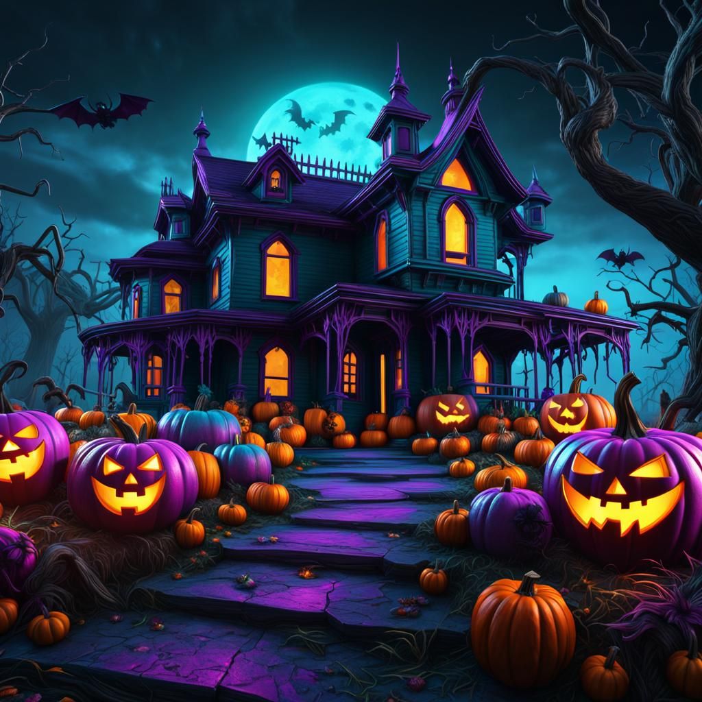 halloween horror spiders pumpkin scary house 1