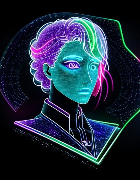 Ethereal Cosmic Entity in Vibrant Holographic Aesthetic