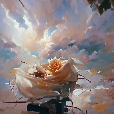 Angelic Meadow in Bloom: An Oil Painting