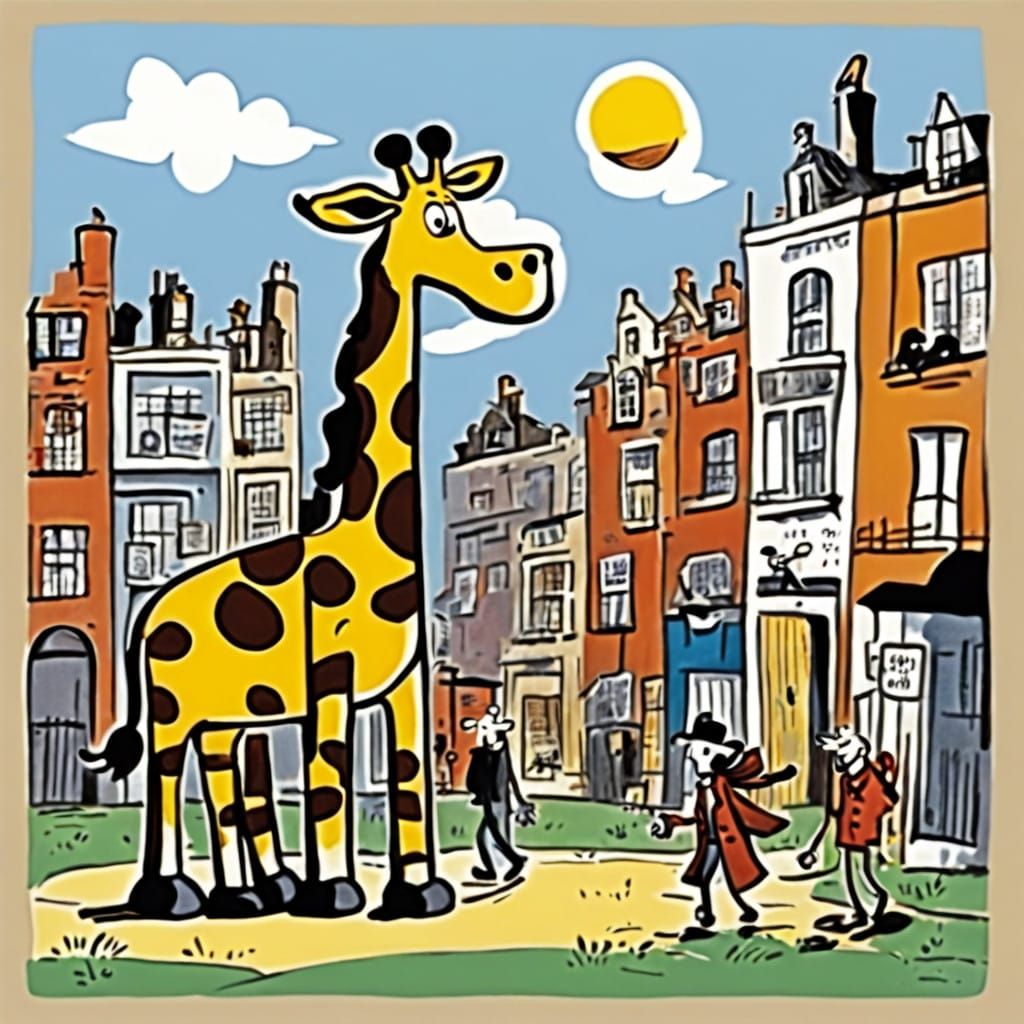Giraffe Comic Strip in Comic Book Style