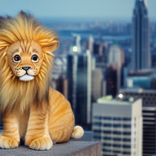 Giant Fairy Kitten on Skyscraper: Hyperrealistic 8K Photo