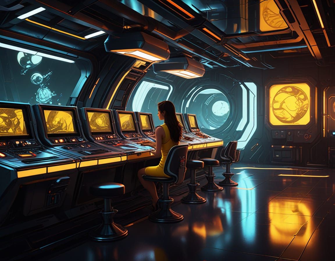 Futuristic Girl on Brink of Destruction in Cyberpunk Control...