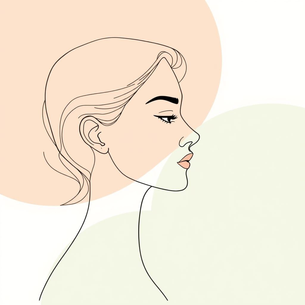 Elegant Female Profile in Soft Pastel Hues
