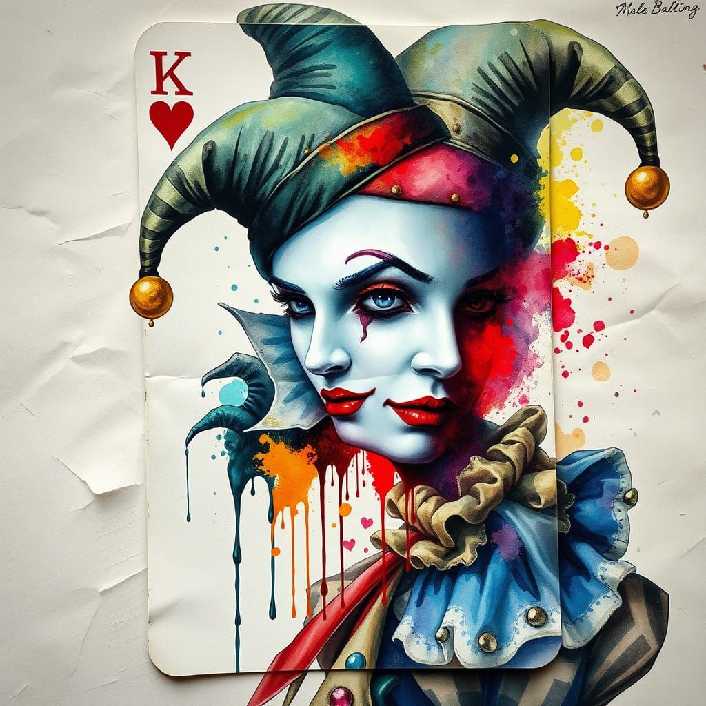 Whimsical Jester in Wonderland Double Exposure