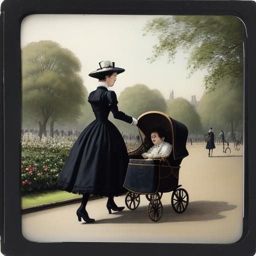 Victorian Woman with Pram in Hyde Park Polaroid