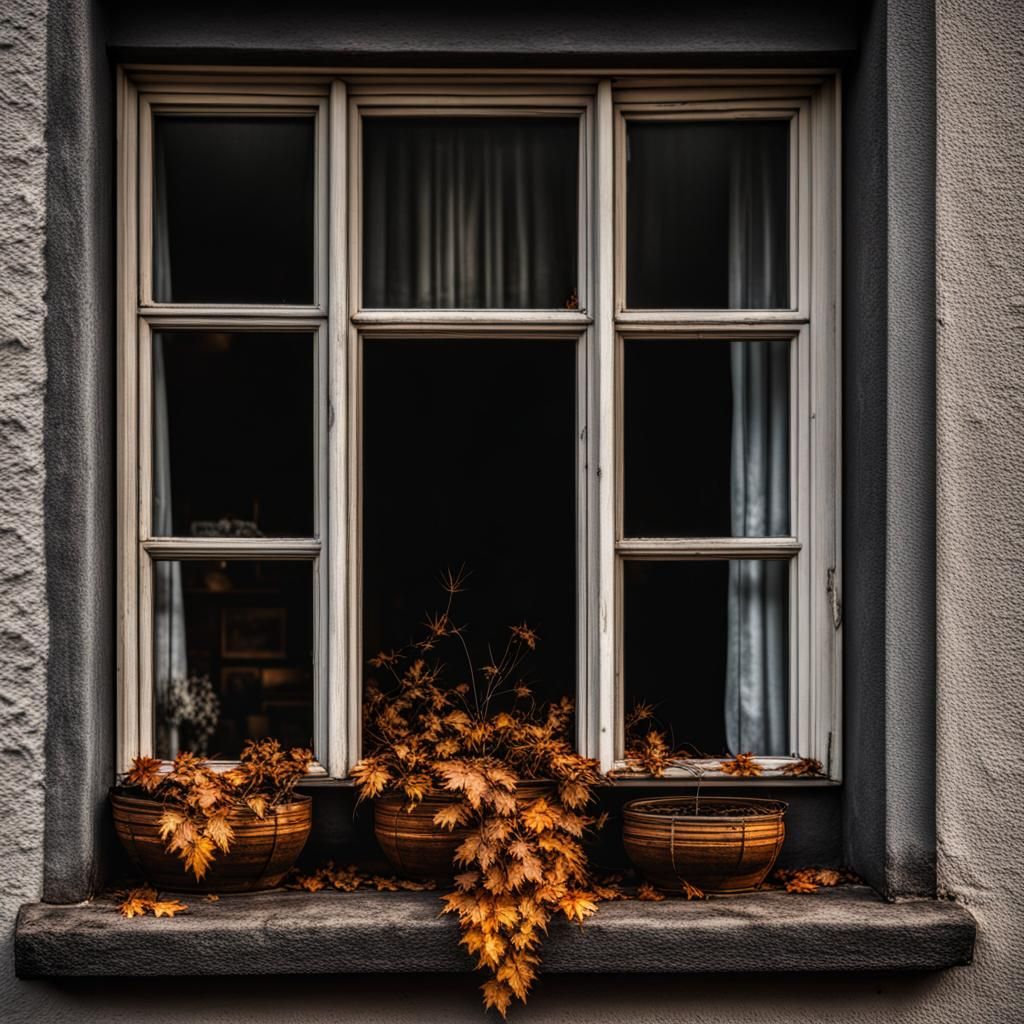 Autumn Window Display in Hyperrealistic Style