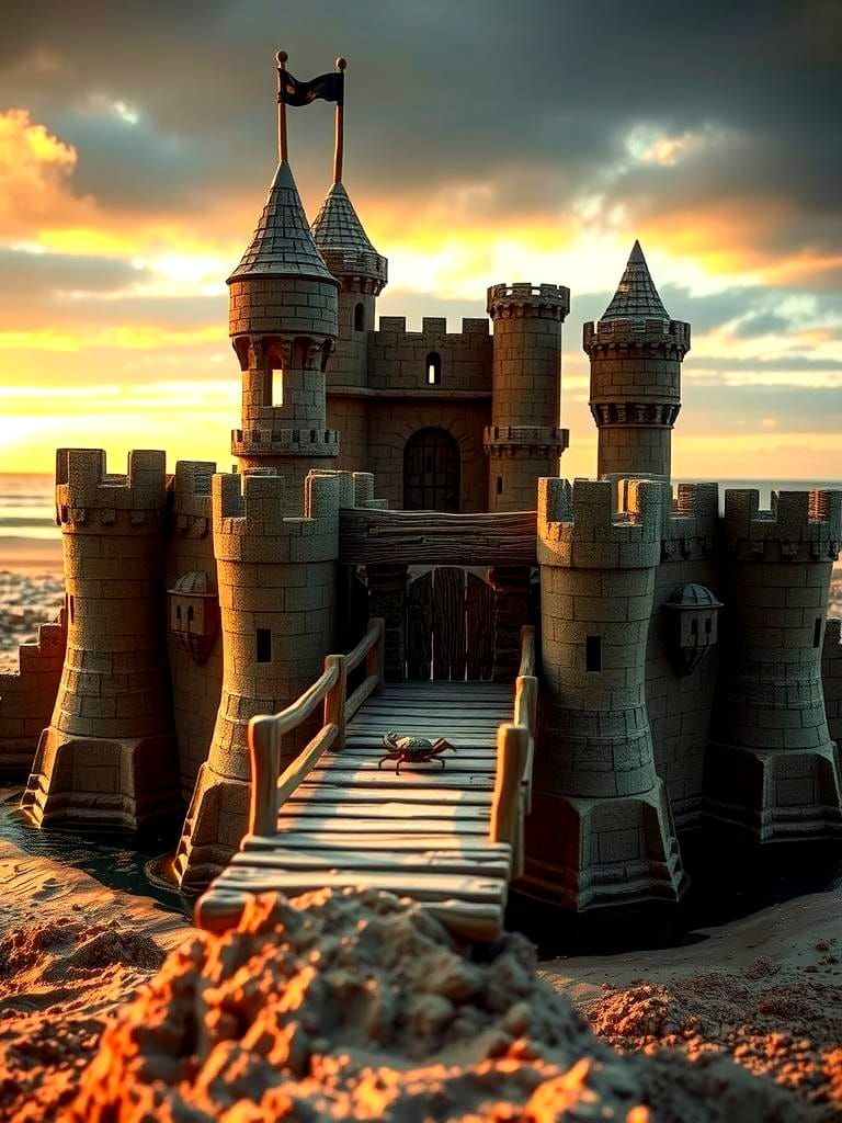 Sandcastle with Moat and Drawbridge