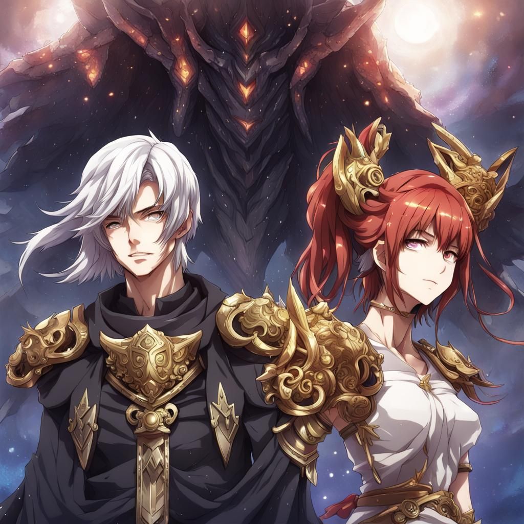 Gods Phobos and Deimos in Anime Style