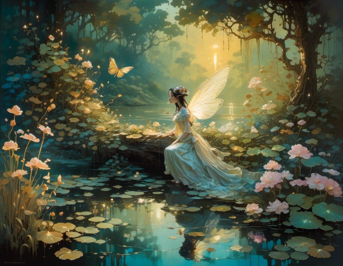 Winged Fairy Dream in Deep Color Alcohol Ink