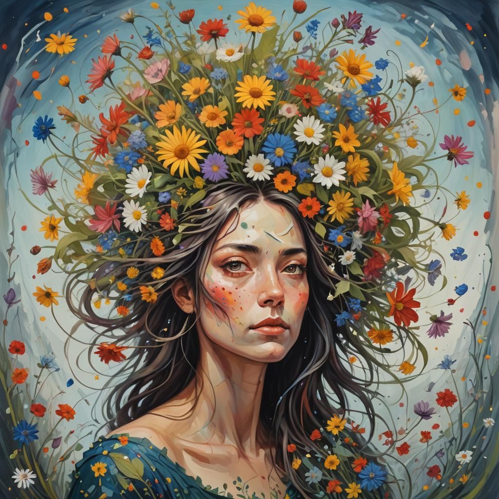 Wildflower Woman: A Surreal Floral Portrait