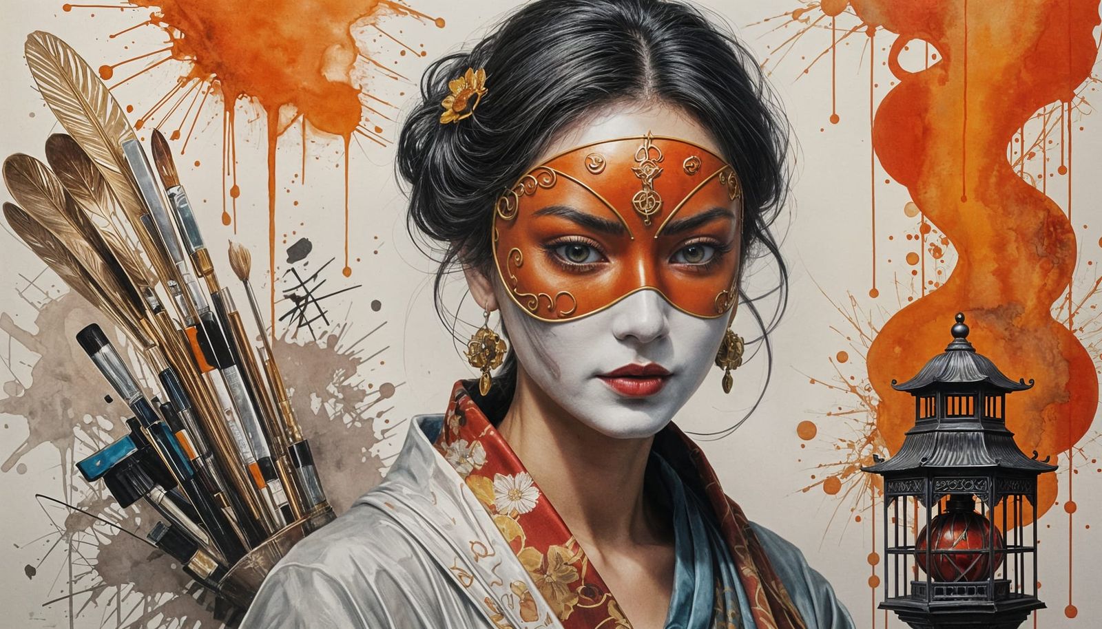 Surrealist Mask 'Rupta Ira' in Birdcage