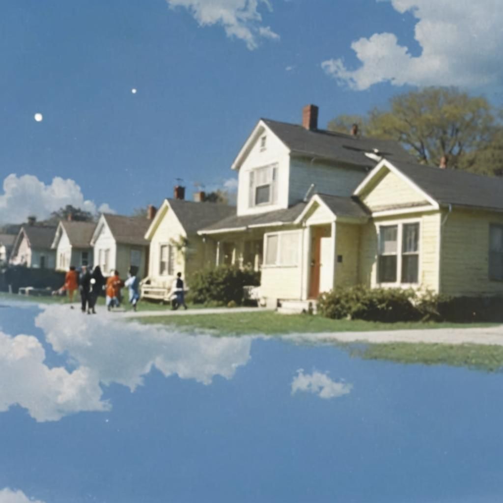 Dreamlike Nostalgia: Surreal Scene with Levitating Figures