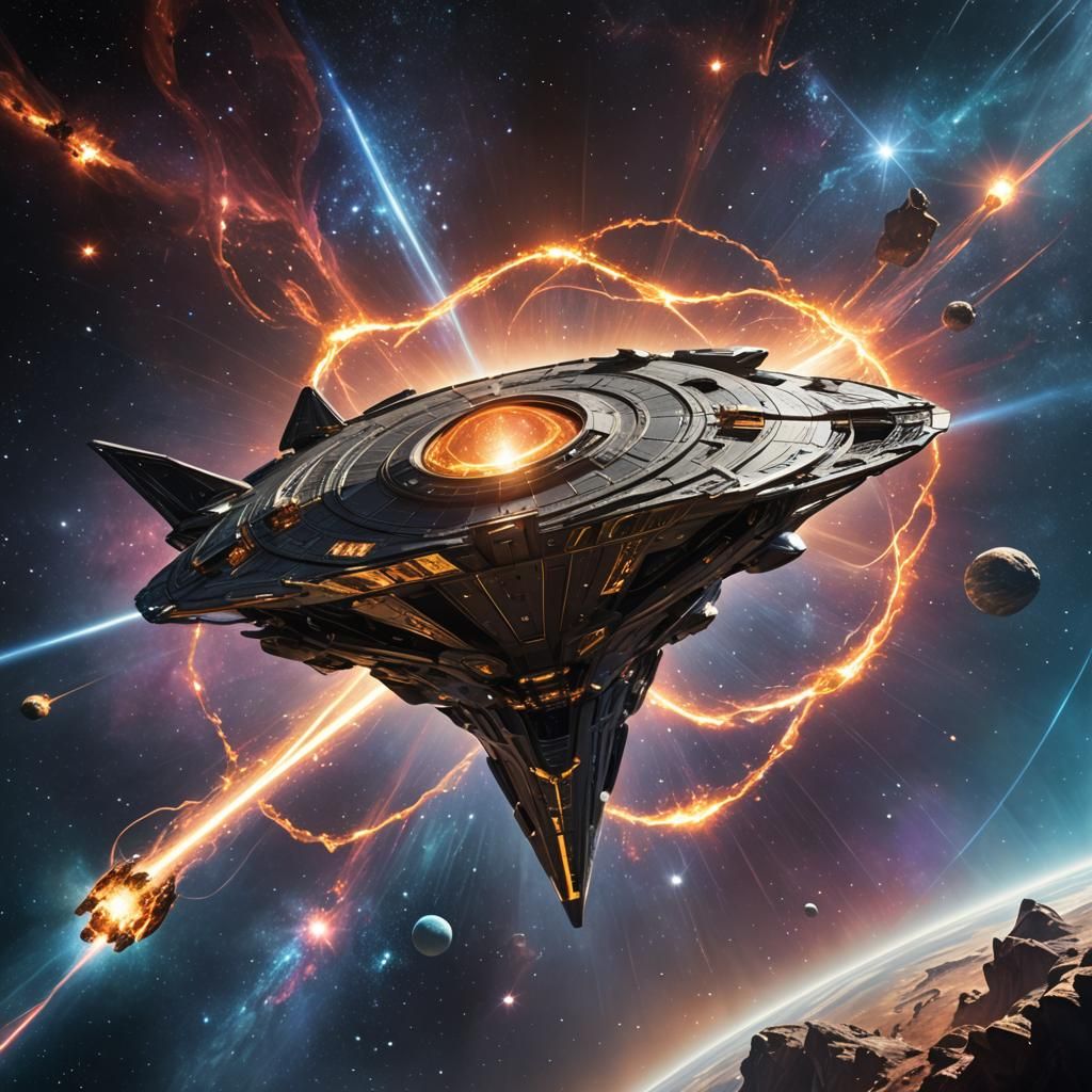 Futuristic Spaceship of Gods in Space