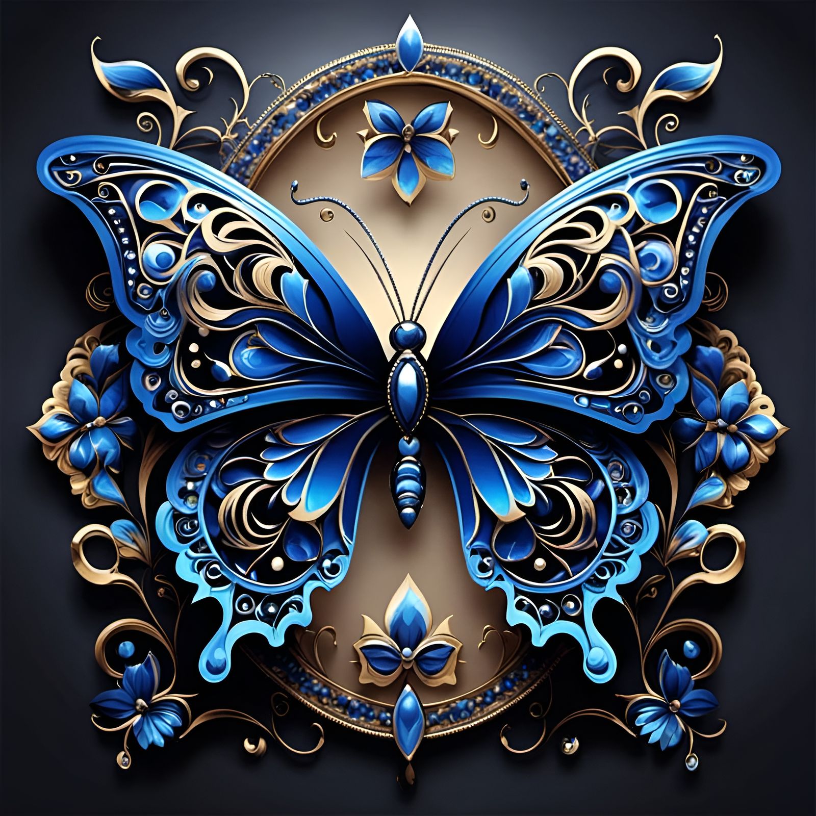 Ornate Midnight Blue Butterfly