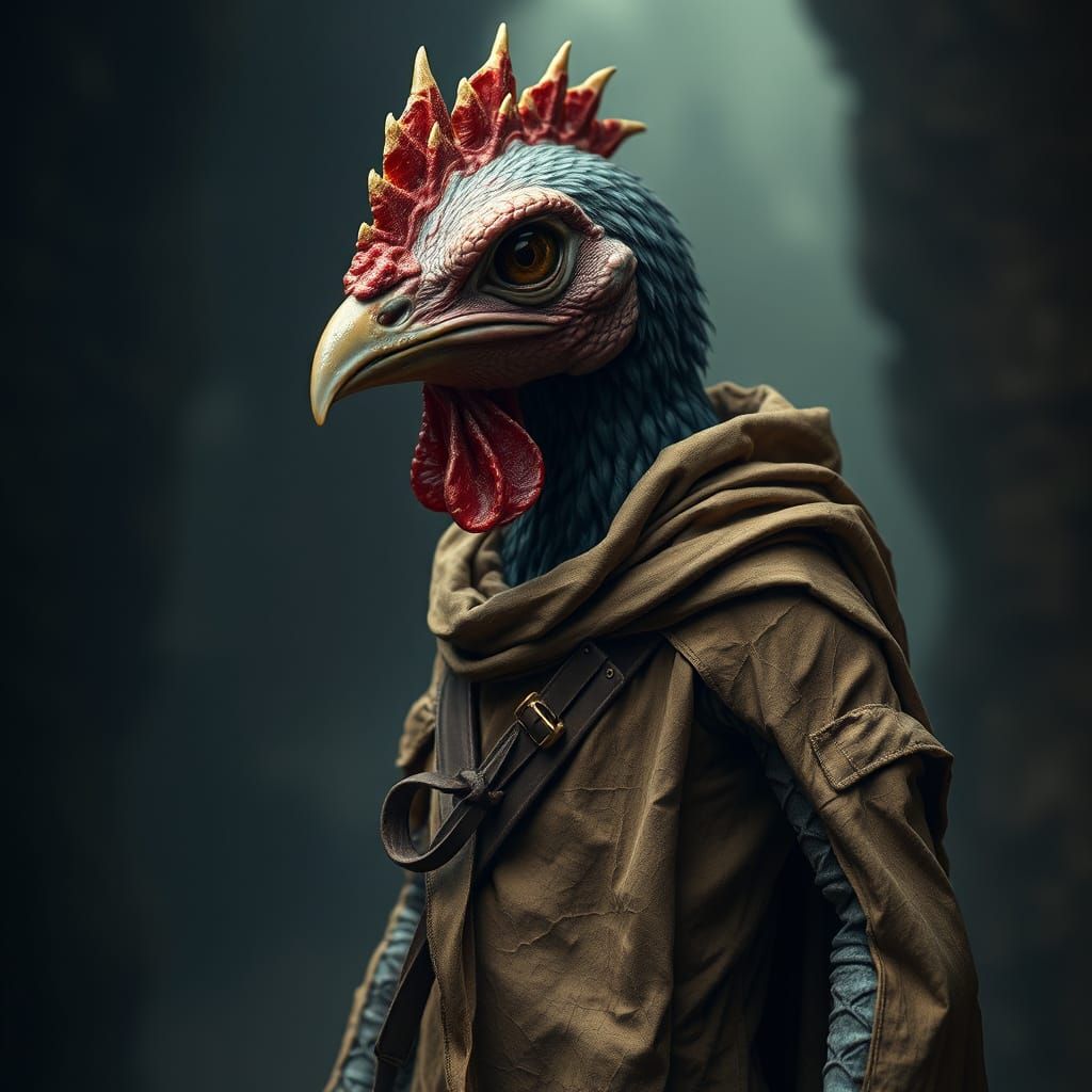 Cybernetic Chicken Prophet in Tattered Cloak