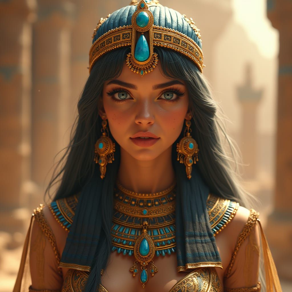 Egyptian Goddess in Fantastical Landscape