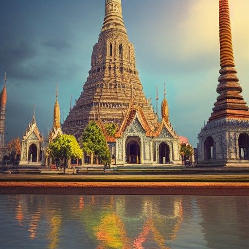 Wat Arun Bangkok: Hyperdetailed Digital Art