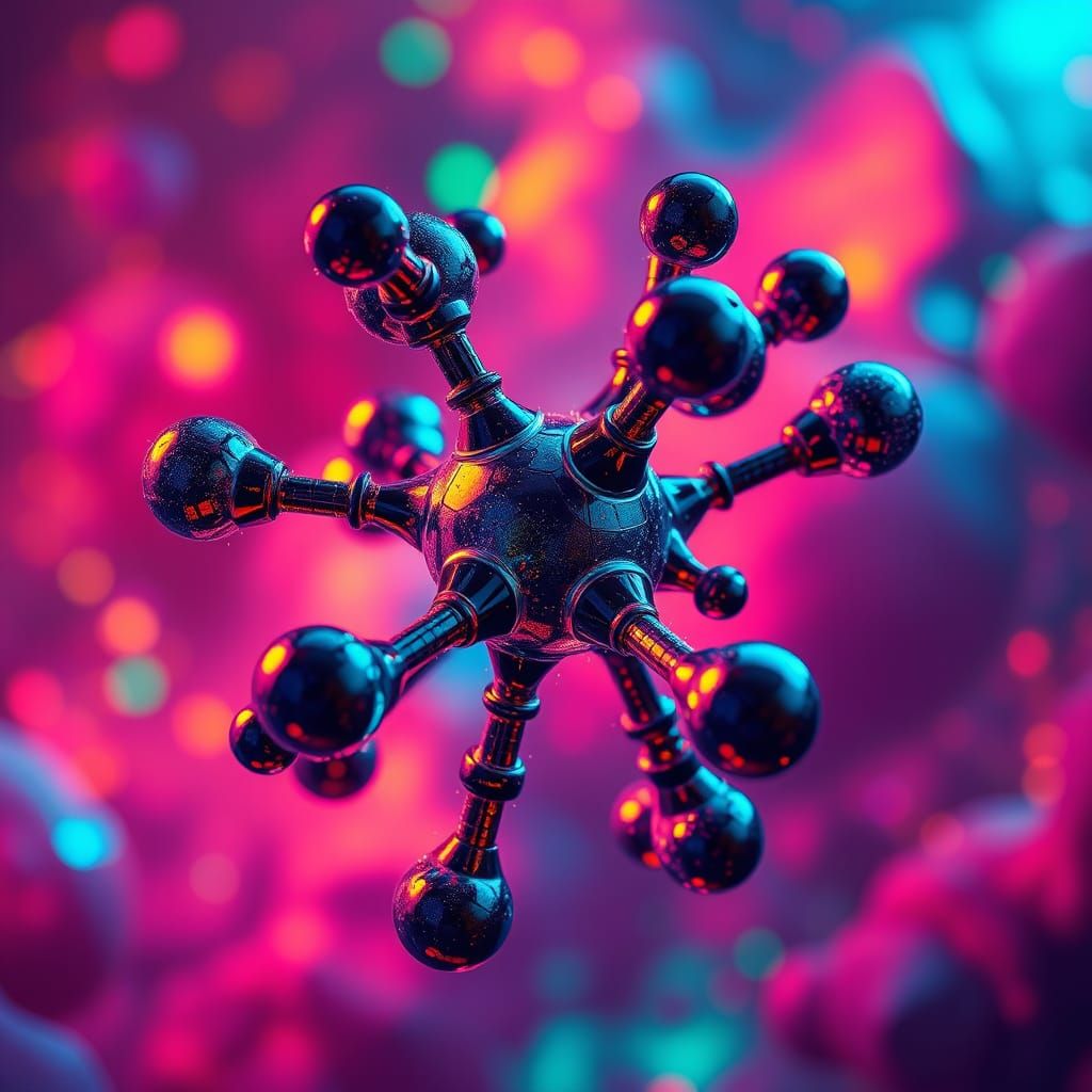 Hyperrealistic Molecule in Futuristic Neon Lighting