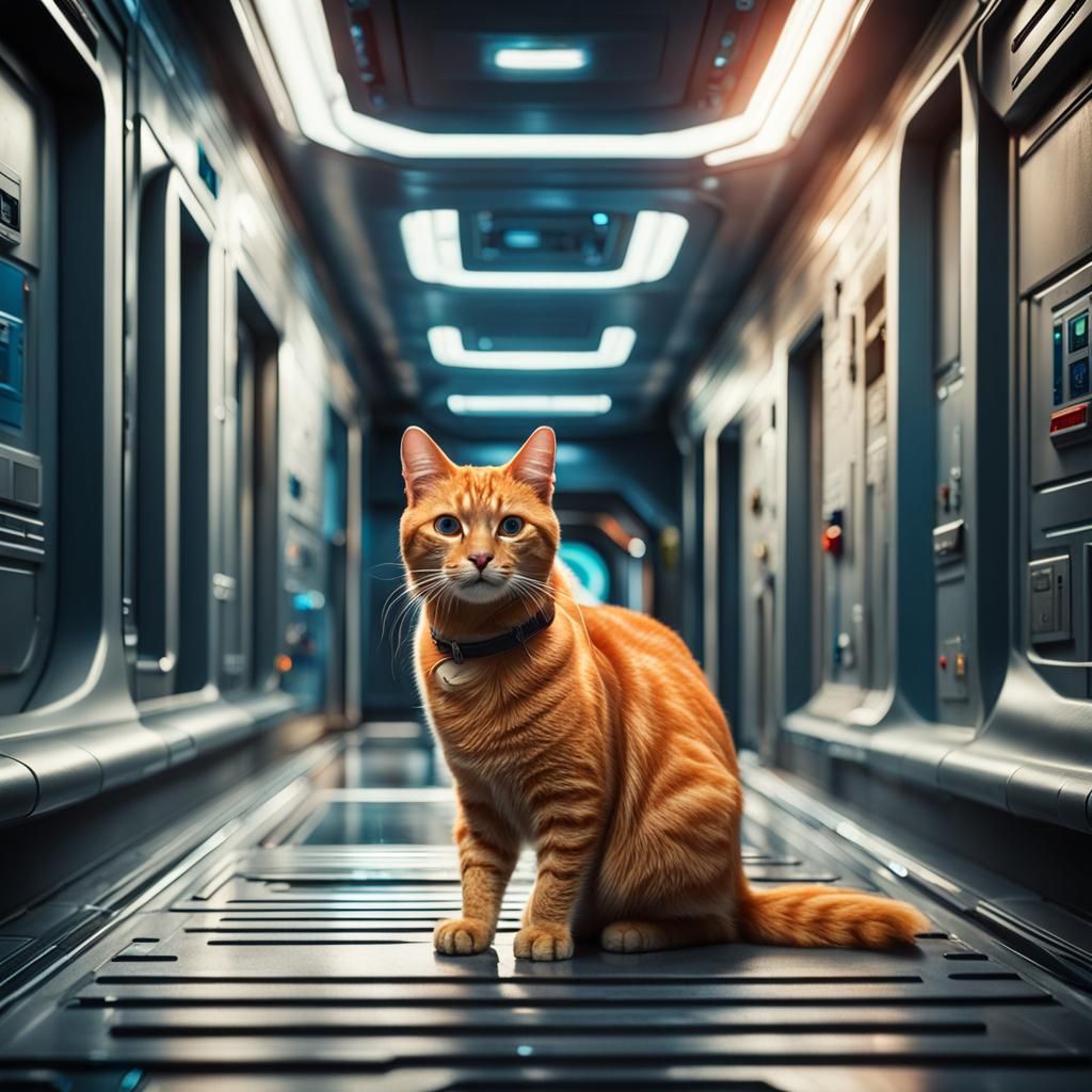 Ginger Cat Ventures into Star Trek Corridor