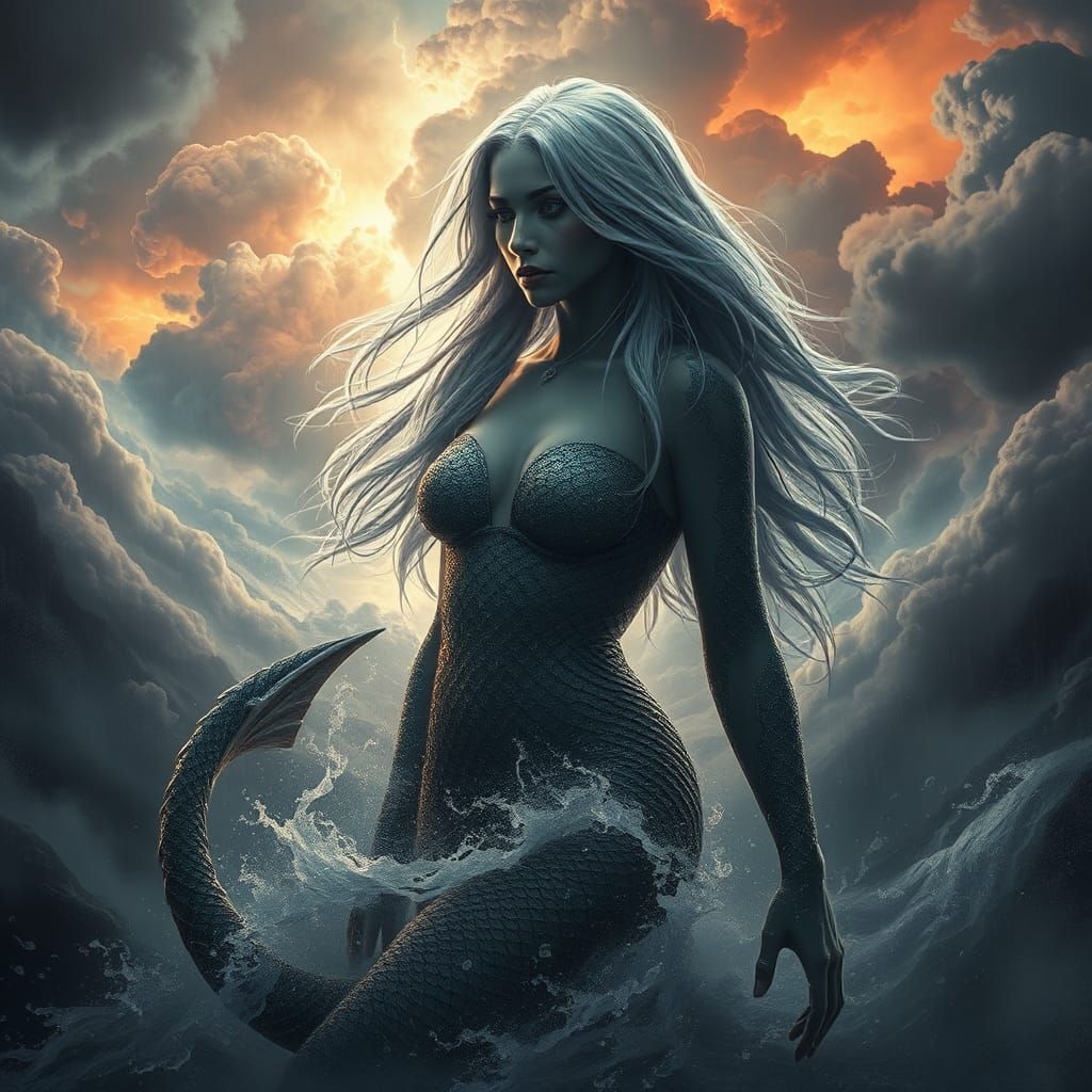 Siren Emerges from Storm: Fantasy Concept Art