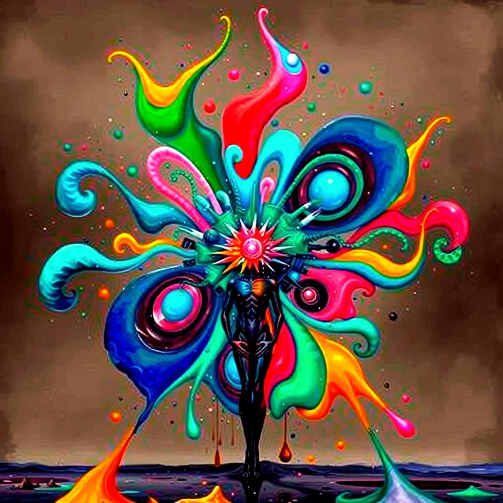 Surreal Figure in Dreamlike Abstract Landscape