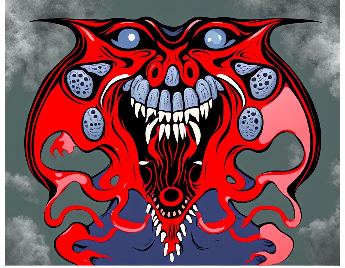 Eldritch God of Lampreys in Horror Style