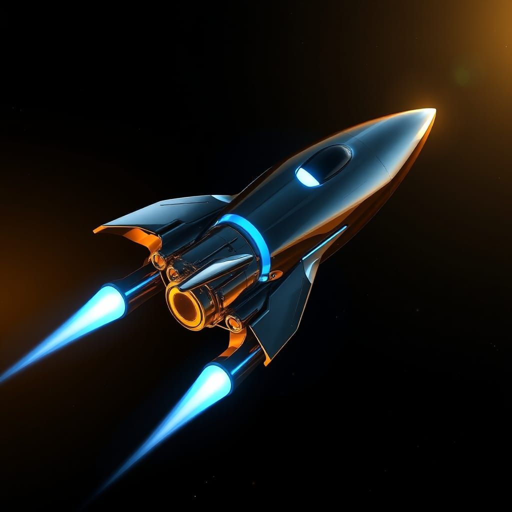 Sleek Spacecraft with Electric Blue Accents