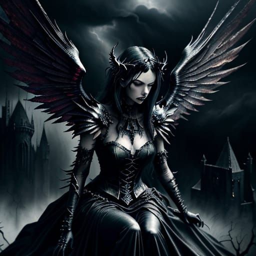 Dark Metal Angel in Gothic Horror Style