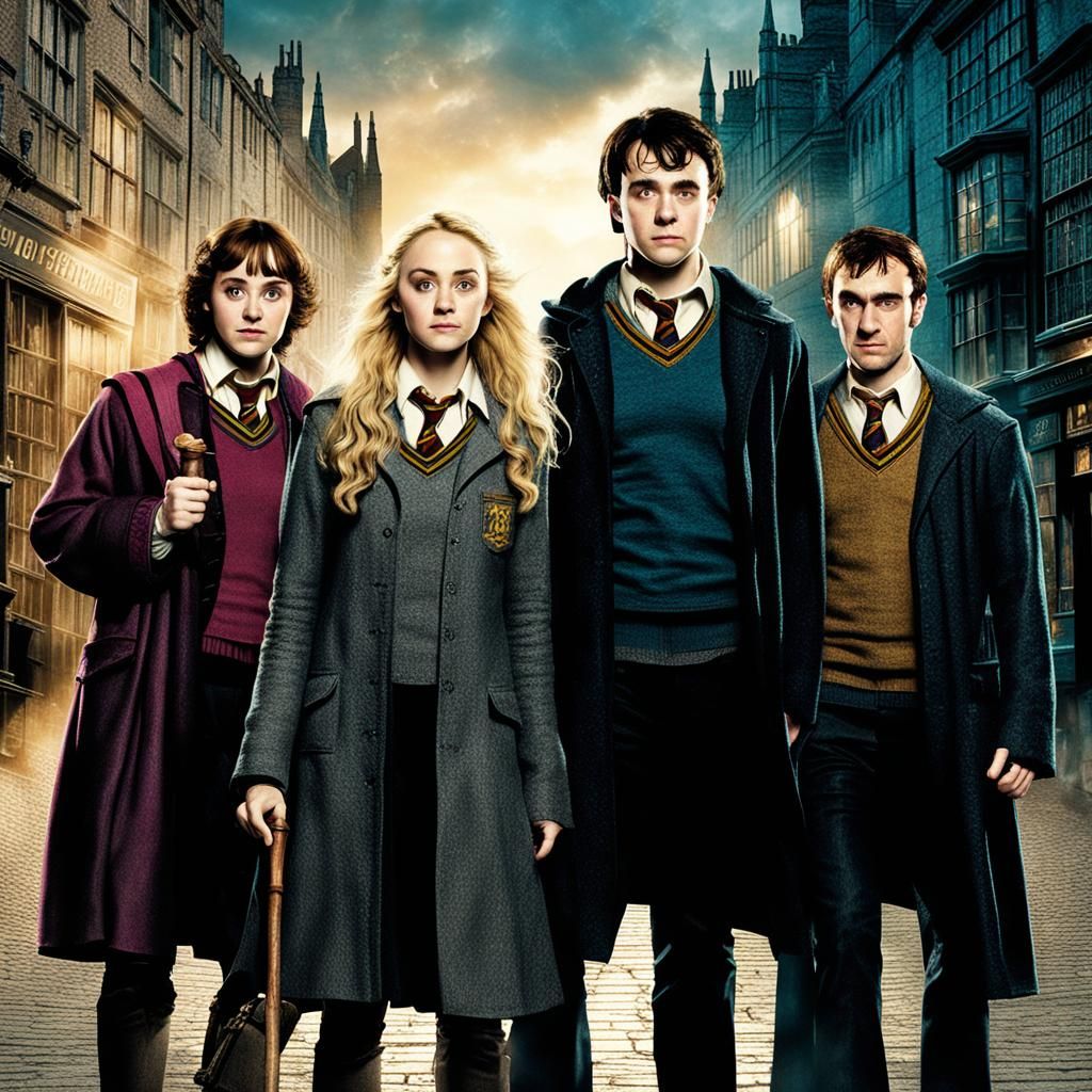 Hermione, Luna, and Neville: A Harry Potter Scene